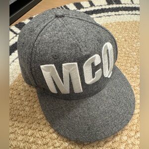 Alexander McQueen Gray Cap with White Embroidery